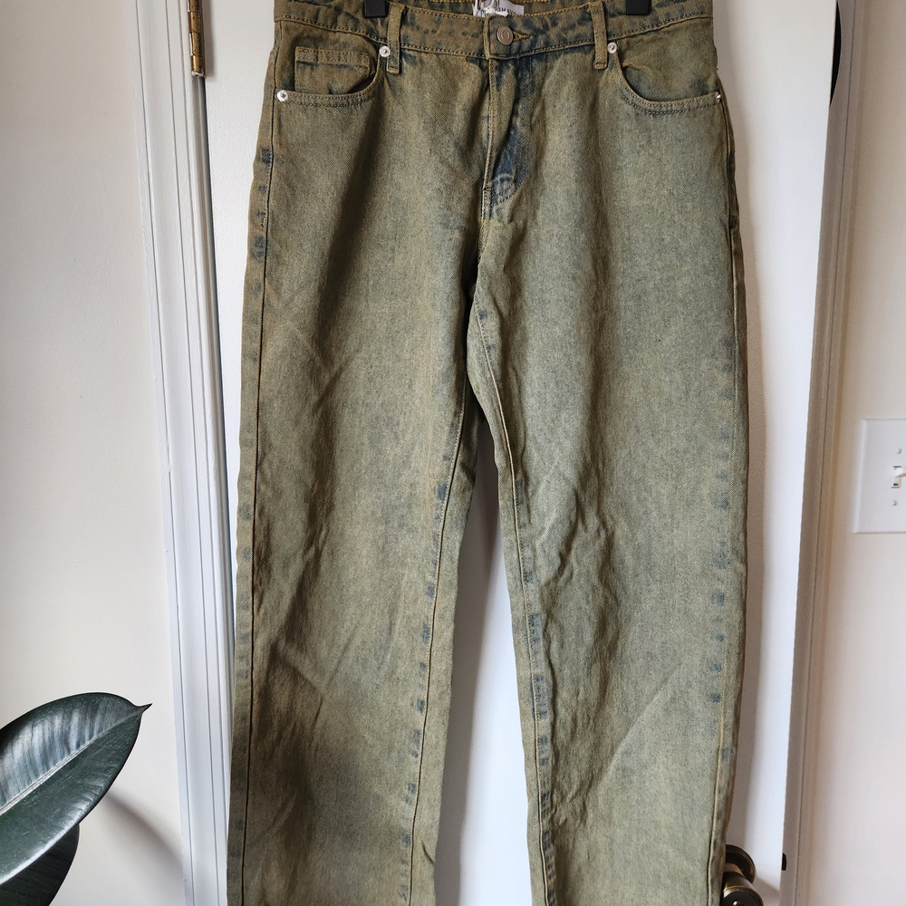 Peppermayo Brown Sand Wash Wide Leg Jeans NWT Sz M Medium Baggy Low Rise Denim